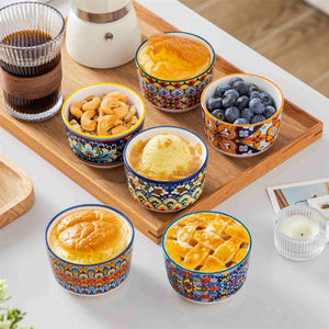 Simi Ramekin Bowls Set of 6 Porcelain with Floral Design