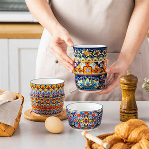 Simi Ramekin Bowls Set of 6 Porcelain with Floral Design