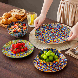 Simi 18 Piece Dinnerware Set with Double-Sided Bowls