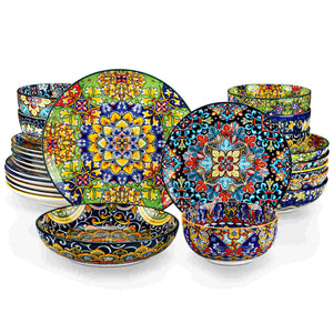 Simi 24 Piece Dinnerware Set with Double-Sided Bowls