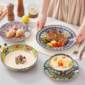 Simi 24 Piece Dinnerware Set with Double-Sided Bowls