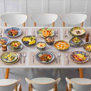Simi 24 Piece Dinnerware Set with Double-Sided Bowls