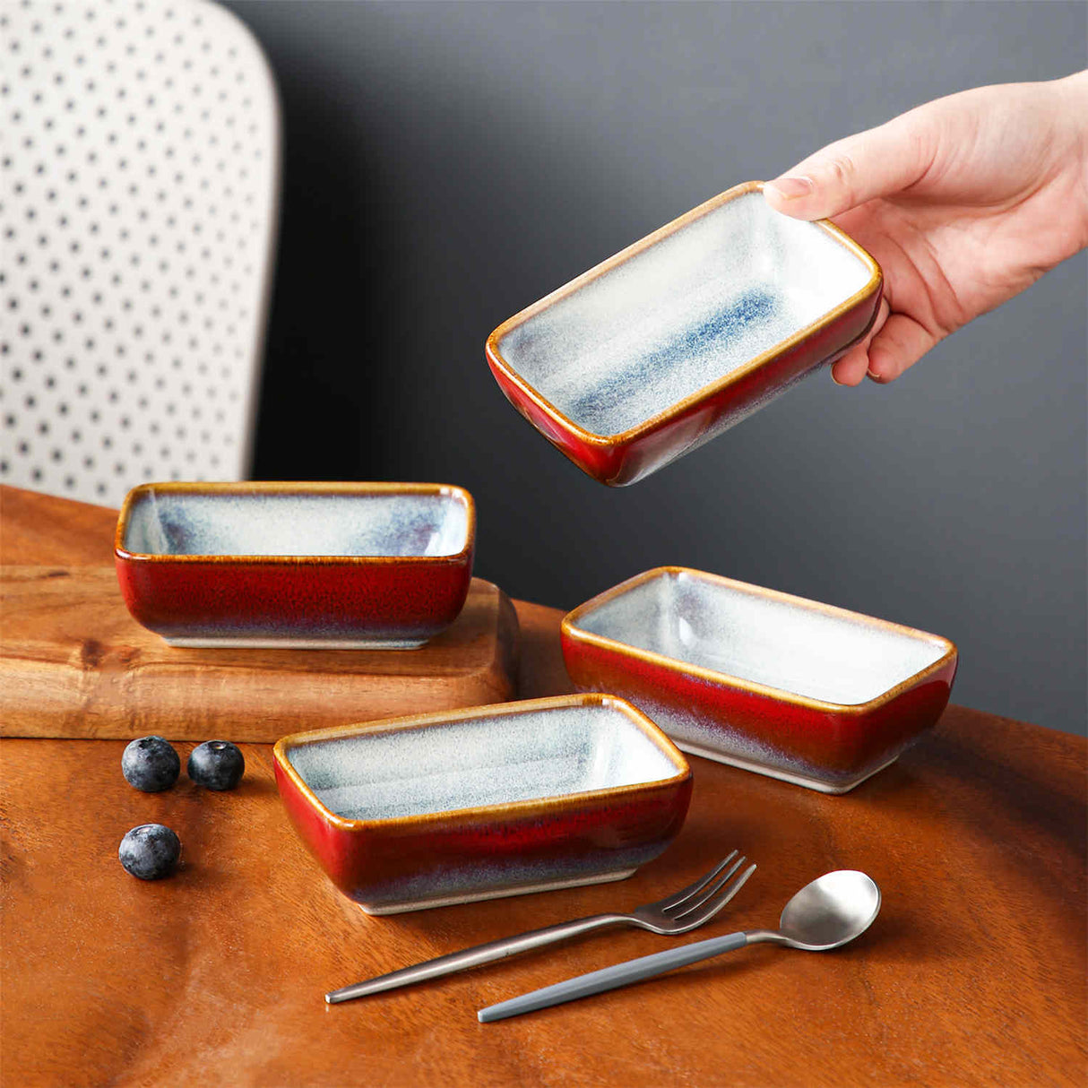 Stern Rectangular Dipping Bowls Set of 4