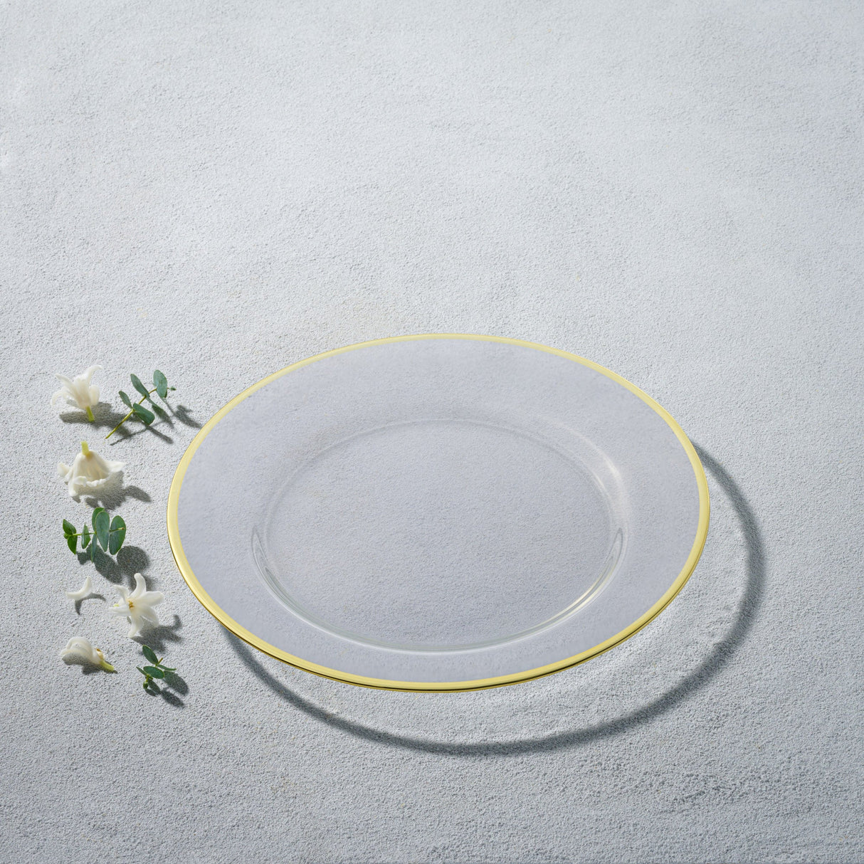 Laurel, Glass Plate with Colored Rim-Set of 4