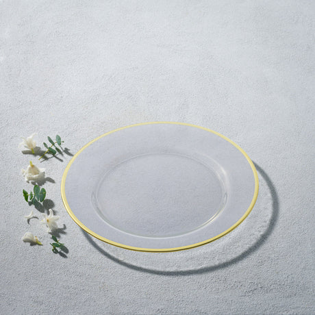 Laurel, Glass Plate with Colored Rim-Set of 4