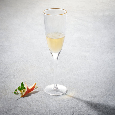 Hammered, Champagne Flute Glass with Rim, 8 oz-Set of 6