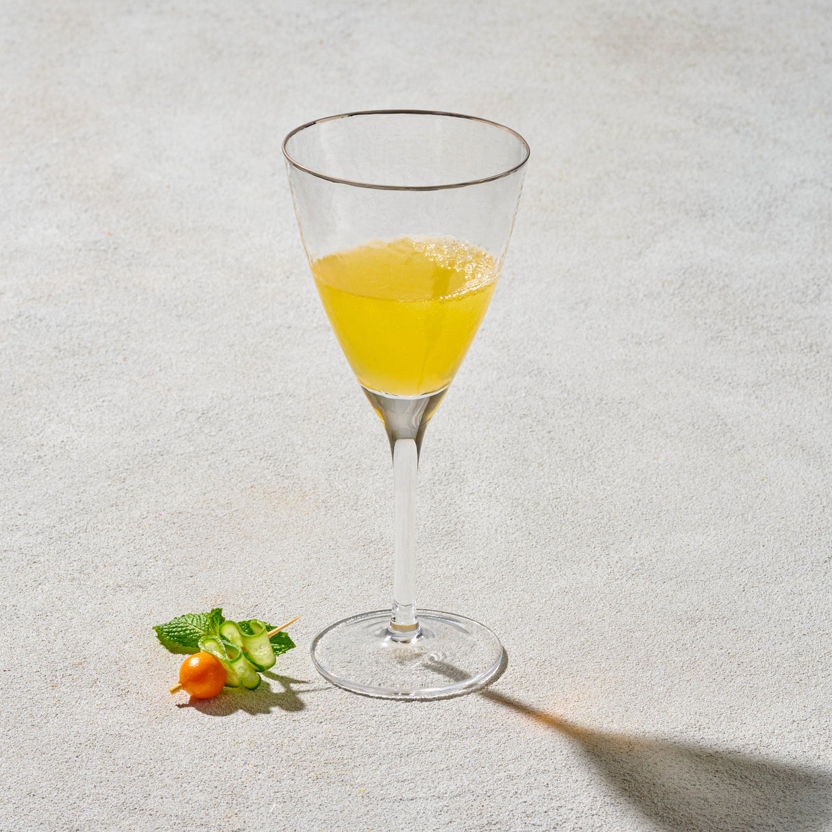 Hammered, Water Glass with Gold Rim-Set of 6