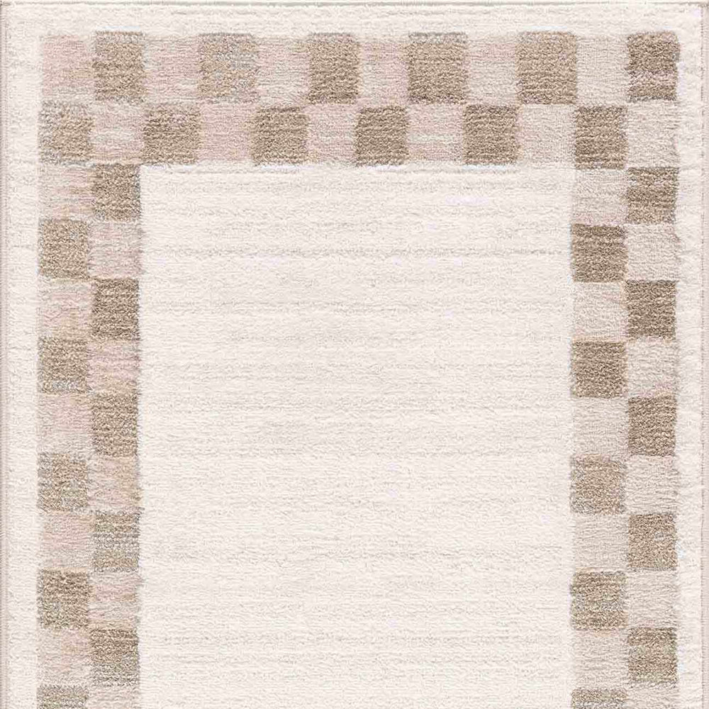 Azrika Beige Checkered Washable Rug - Promo