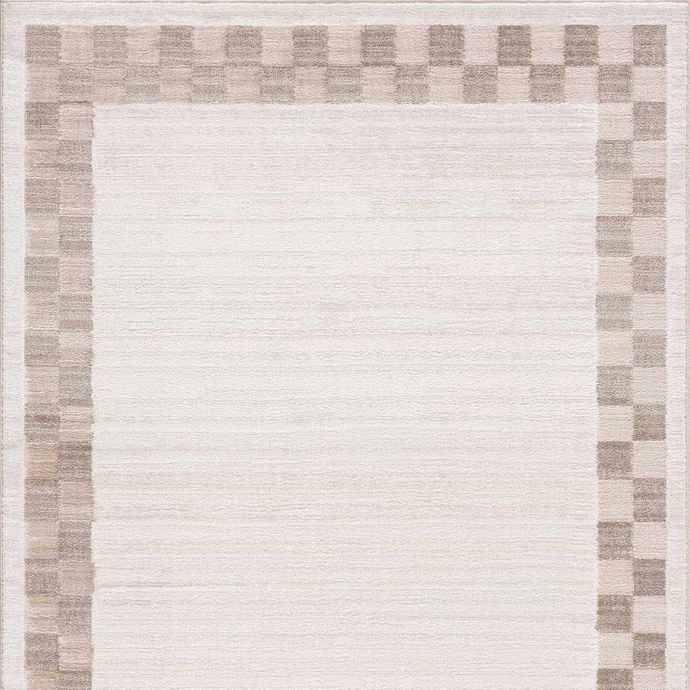 Azrika Beige Checkered Washable Rug - Promo