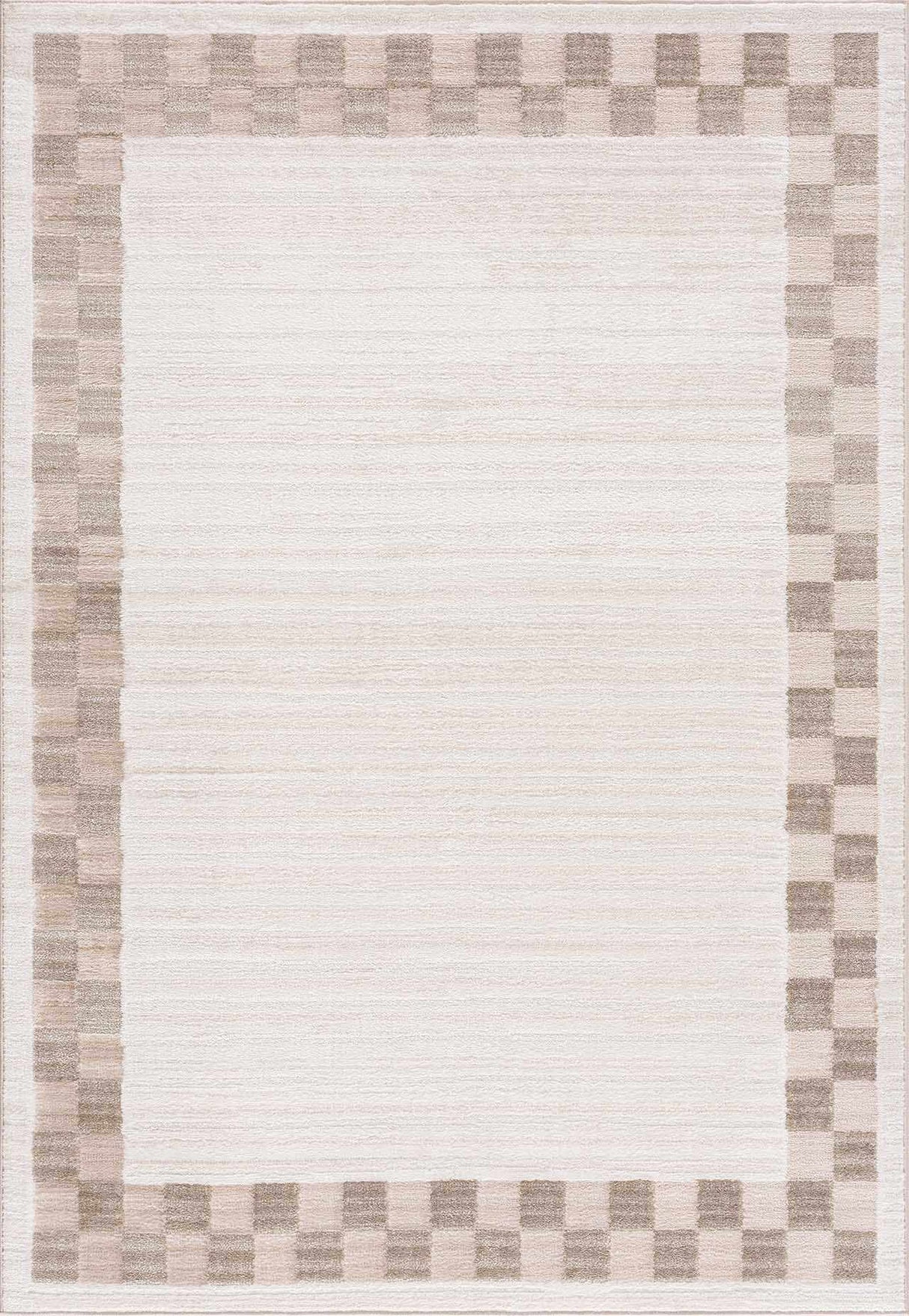 Azrika Beige Checkered Washable Rug - Promo