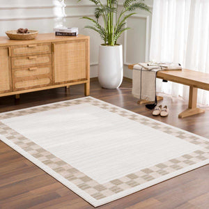 Azrika Beige Checkered Washable Rug - Promo