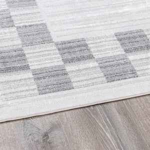 Azrika Gray Checkered Washable Rug - Clearance
