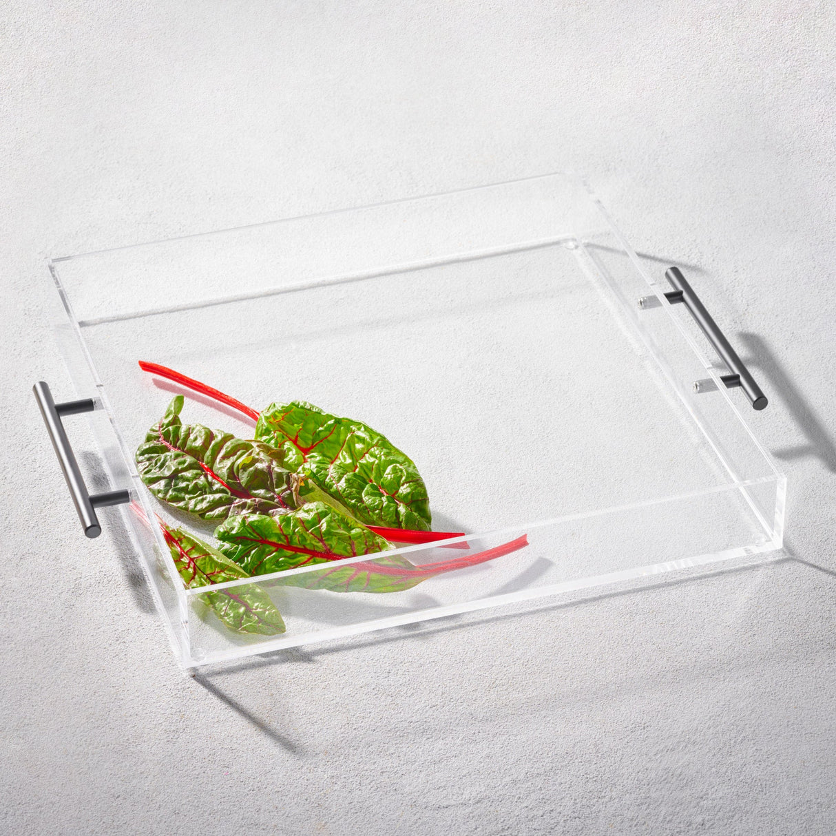 Grace, Acrylic Square Tray with Handles, 14"
