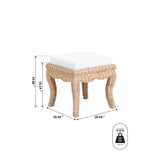 Rowan Bohemian Designer Woven Rattan/Wood Vanity Stool