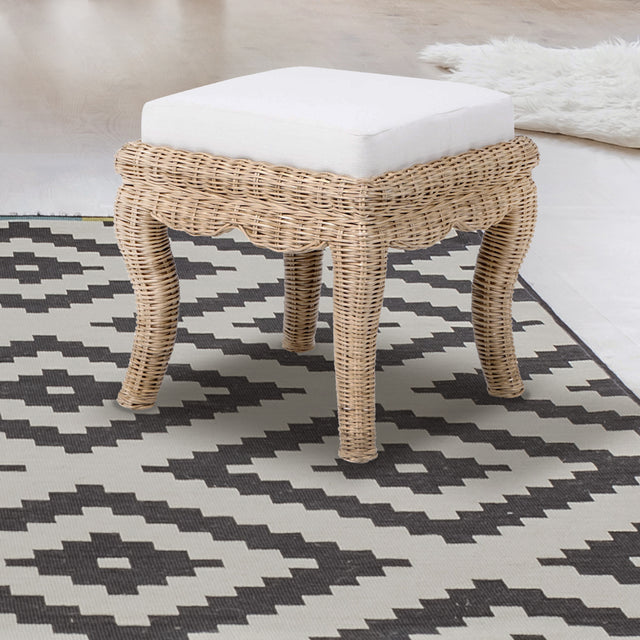 Rowan-Bohemian-Designer-Woven-Rattan/Wood-Vanity-Stool-Ottomans
