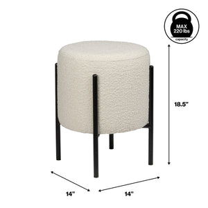 Silvia Modern Minimalist Round Backless Metal/Vegan Leather Cushioned Vanity Stool