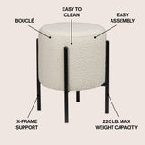 Silvia Modern Minimalist Round Backless Metal/Vegan Leather Cushioned Vanity Stool
