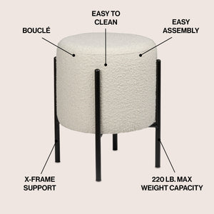 Silvia Modern Minimalist Round Backless Metal/Vegan Leather Cushioned Vanity Stool