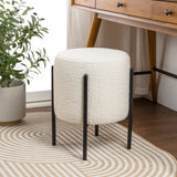 Silvia Modern Minimalist Round Backless Metal/Vegan Leather Cushioned Vanity Stool