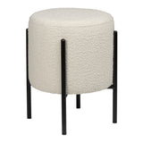 Silvia Modern Minimalist Round Backless Metal/Vegan Leather Cushioned Vanity Stool