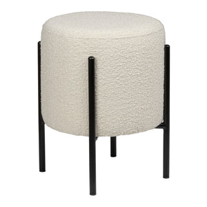 Silvia Modern Minimalist Round Backless Metal/Vegan Leather Cushioned Vanity Stool