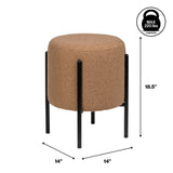Silvia Modern Minimalist Round Backless Metal/Vegan Leather Cushioned Vanity Stool