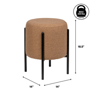 Silvia Modern Minimalist Round Backless Metal/Vegan Leather Cushioned Vanity Stool