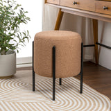 Silvia Modern Minimalist Round Backless Metal/Vegan Leather Cushioned Vanity Stool