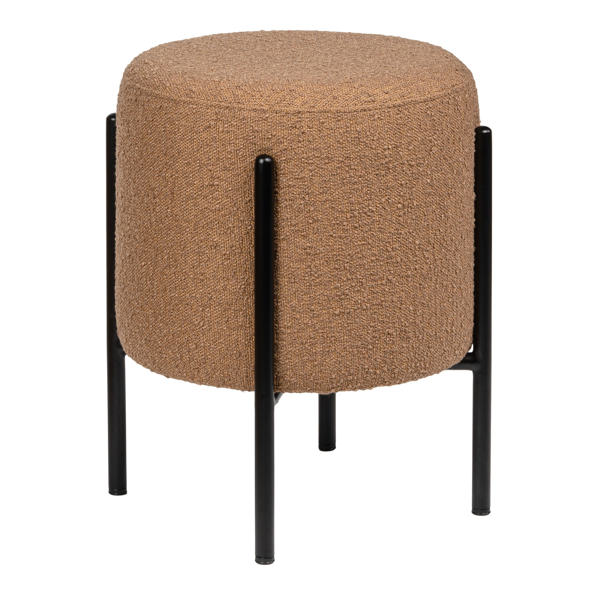 Silvia Modern Minimalist Round Backless Metal/Vegan Leather Cushioned Vanity Stool