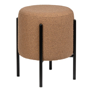 Silvia Modern Minimalist Round Backless Metal/Vegan Leather Cushioned Vanity Stool