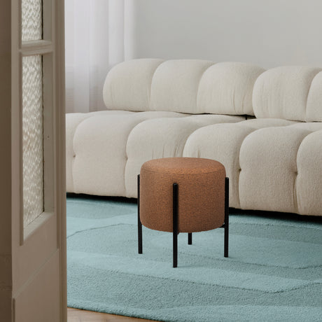 Silvia Modern Minimalist Round Backless Metal/Vegan Leather Cushioned Vanity Stool