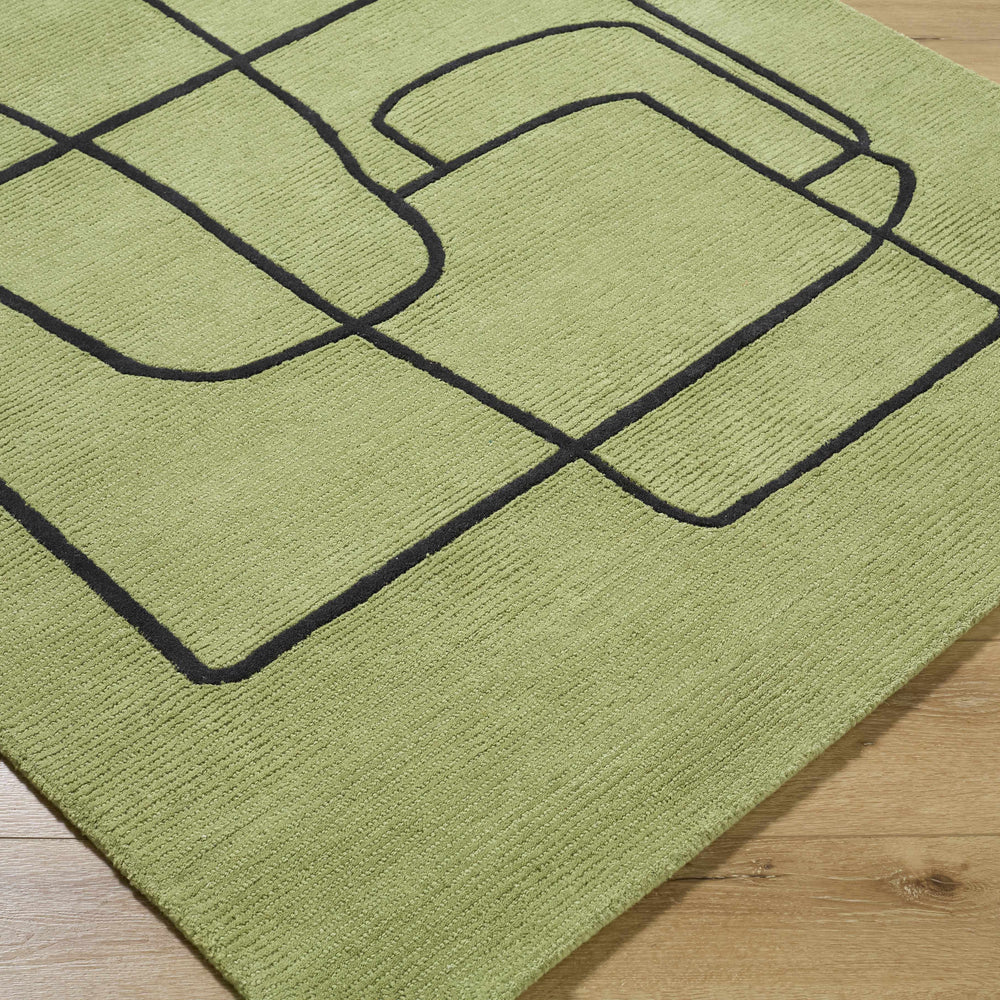 Vatsa Green Abstract Area Rug