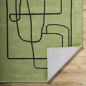Vatsa Green Abstract Area Rug