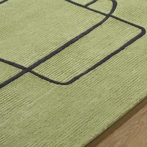 Vatsa Green Abstract Area Rug