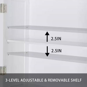 Over the Toilet Bathroom Storage Cabinet Shelving Unit in White Wood Finish