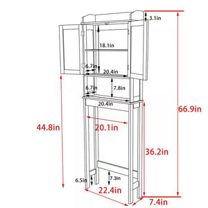 Over the Toilet Bathroom Storage Cabinet Shelving Unit in White Wood Finish