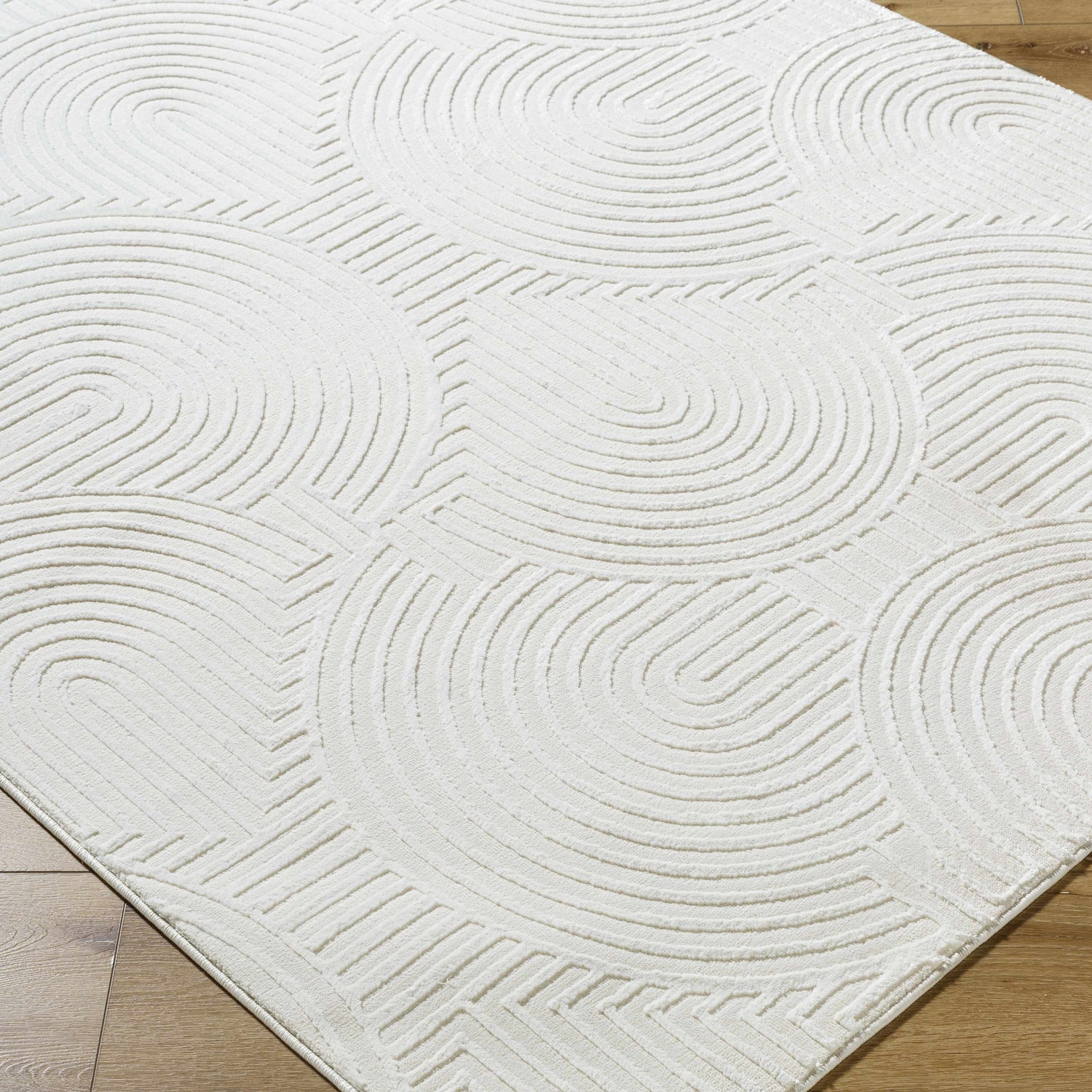 Aucoin Cream 3D Rainbow Washable Area Rug