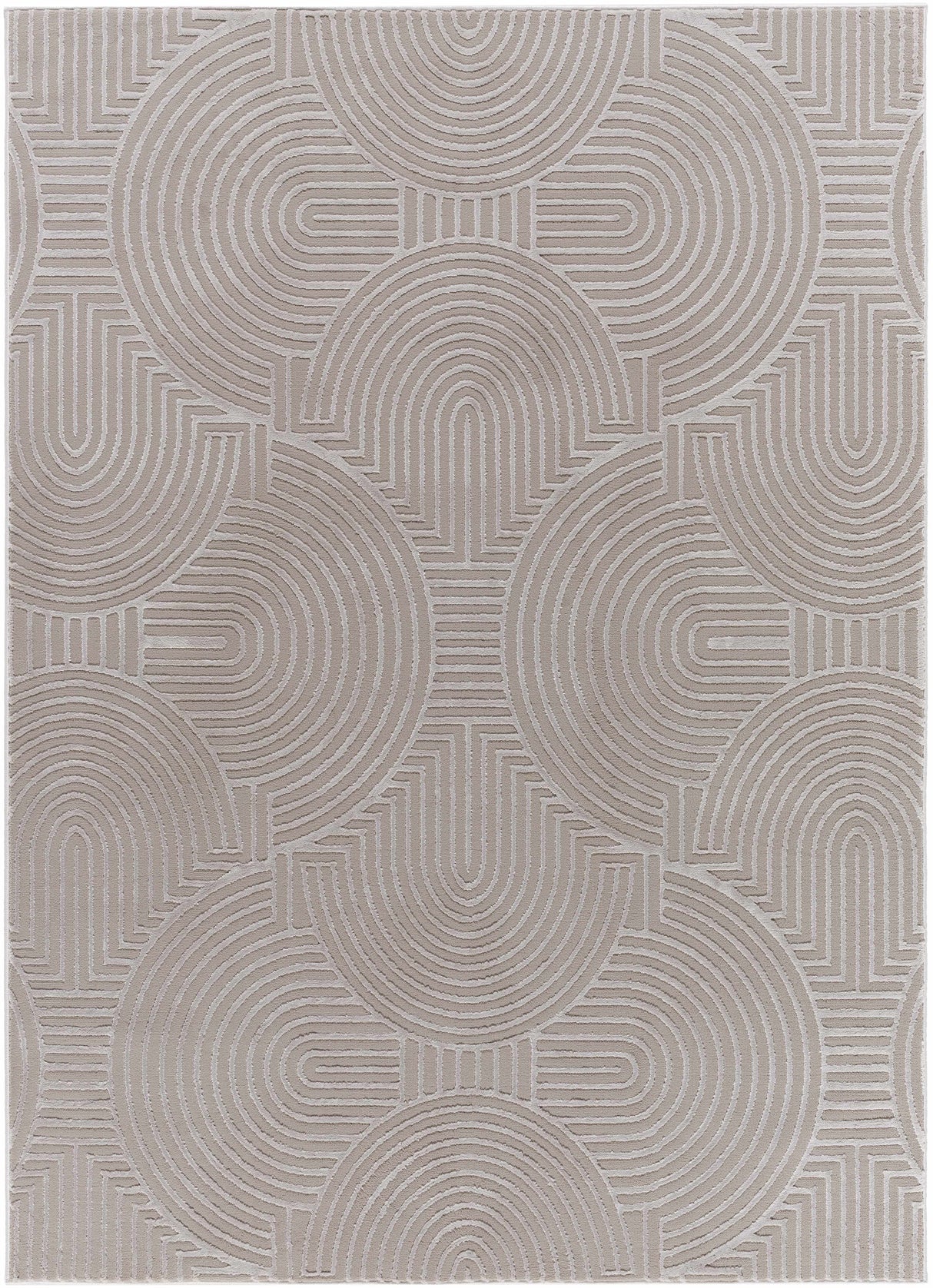 Aucoin Taupe 3D Rainbow Washable Area Rug