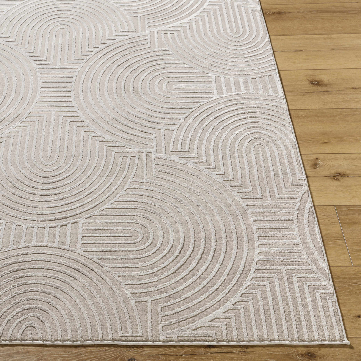 Aucoin Taupe 3D Rainbow Washable Area Rug