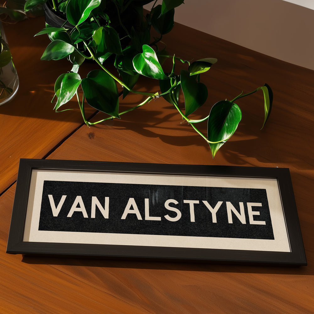Framed Van Alstyne Bus Scroll Sign