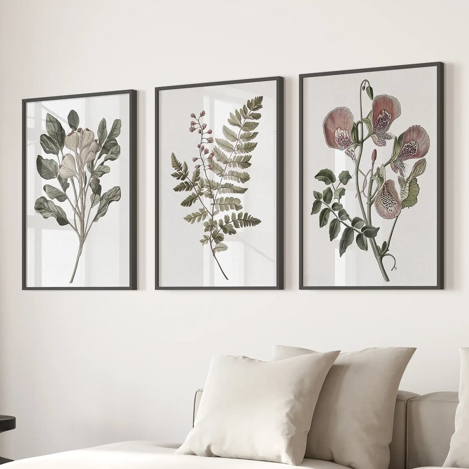 Floral Plant Vintage Decor. Botanical Neutral Art