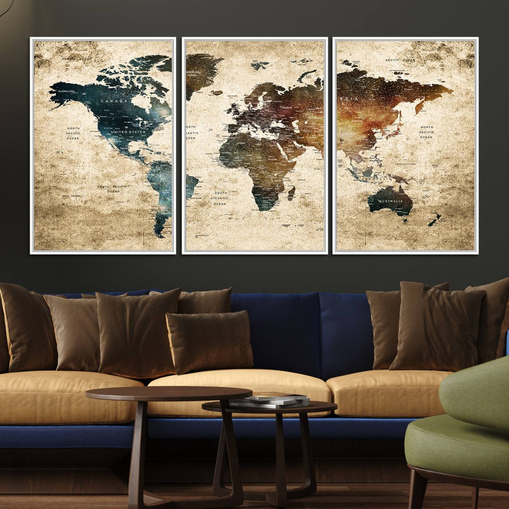 World Map Canvas Print – Detailed Map of the World Wall Art
