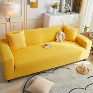 Grid Textured Stretch Sofa Cover, Soft Elastic Slipcover for Couch Protection