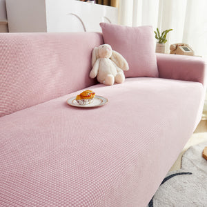 Grid Textured Stretch Sofa Cover, Soft Elastic Slipcover for Couch Protection