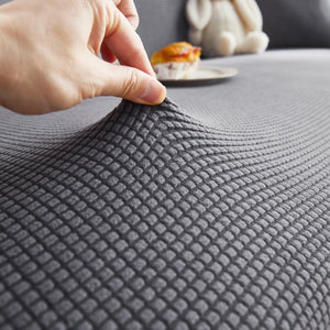 Grid Textured Stretch Sofa Cover, Soft Elastic Slipcover for Couch Protection