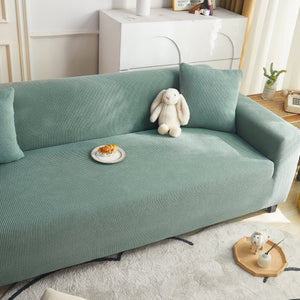 Grid Textured Stretch Sofa Cover, Soft Elastic Slipcover for Couch Protection