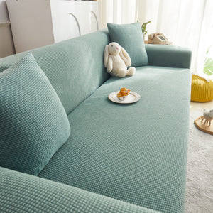 Grid Textured Stretch Sofa Cover, Soft Elastic Slipcover for Couch Protection