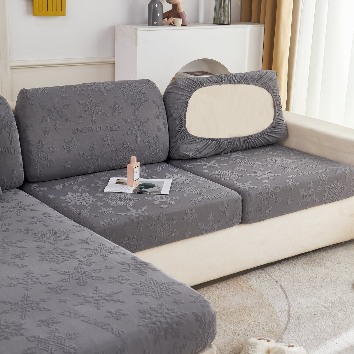 Cooling Silk Fabric Stretchable Cushion Cover, Non-Slip Furniture Protector for Kids, Chaise Lounge Cushion Covers