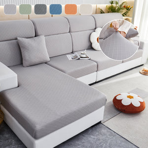 Checkered Jacquard Polar Fleece Stretch Sofa Cover, Non Slip Furniture Protector, Couch Seat Cushion Covers