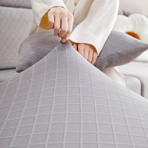 Checkered Jacquard Polar Fleece Stretch Sofa Cover, Non Slip Furniture Protector, Couch Seat Cushion Covers